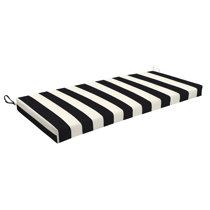 Black and white striped bench outlet cushion